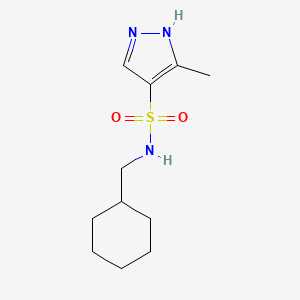 molecular formula C11H19N3O2S B7559389 N-(cyclohexylmethyl)-5-methyl-1H-pyrazole-4-sulfonamide 