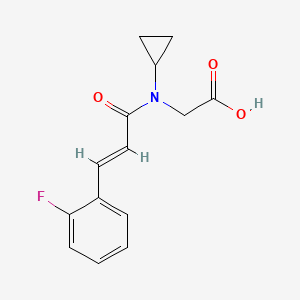 molecular formula C14H14FNO3 B7559412 2-[cyclopropyl-[(E)-3-(2-fluorophenyl)prop-2-enoyl]amino]acetic acid 