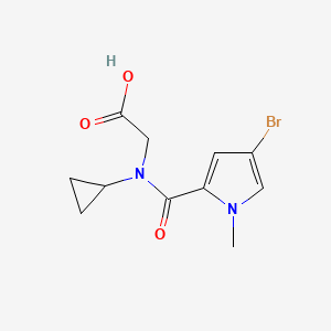 molecular formula C11H13BrN2O3 B7559499 2-[(4-Bromo-1-methylpyrrole-2-carbonyl)-cyclopropylamino]acetic acid 