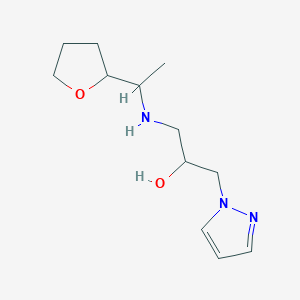 molecular formula C12H21N3O2 B7559504 1-[1-(Oxolan-2-yl)ethylamino]-3-pyrazol-1-ylpropan-2-ol 