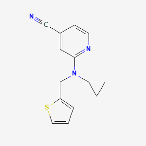 molecular formula C14H13N3S B7559542 2-[Cyclopropyl(thiophen-2-ylmethyl)amino]pyridine-4-carbonitrile 