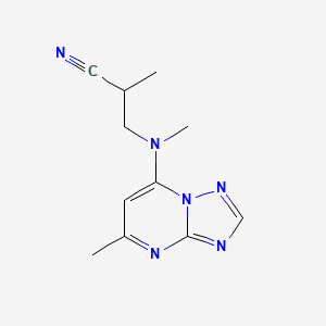 molecular formula C11H14N6 B7559594 2-Methyl-3-[methyl-(5-methyl-[1,2,4]triazolo[1,5-a]pyrimidin-7-yl)amino]propanenitrile 