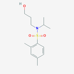 molecular formula C14H23NO3S B7559672 N-(3-hydroxypropyl)-2,4-dimethyl-N-propan-2-ylbenzenesulfonamide 