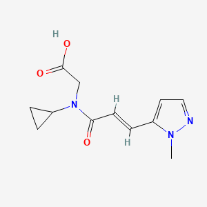 molecular formula C12H15N3O3 B7559682 2-[cyclopropyl-[(E)-3-(2-methylpyrazol-3-yl)prop-2-enoyl]amino]acetic acid 