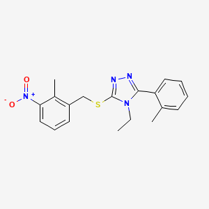 molecular formula C19H20N4O2S B7559705 4-Ethyl-3-[(2-methyl-3-nitrophenyl)methylsulfanyl]-5-(2-methylphenyl)-1,2,4-triazole 