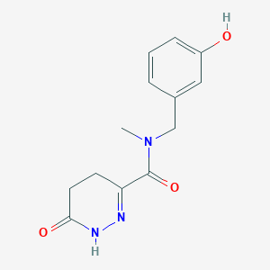 molecular formula C13H15N3O3 B7559751 N-[(3-hydroxyphenyl)methyl]-N-methyl-6-oxo-4,5-dihydro-1H-pyridazine-3-carboxamide 