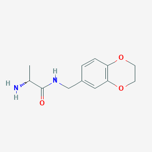 molecular formula C12H16N2O3 B7559775 (2R)-2-amino-N-(2,3-dihydro-1,4-benzodioxin-6-ylmethyl)propanamide 