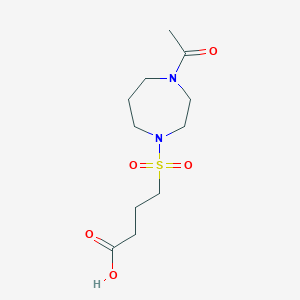 molecular formula C11H20N2O5S B7559795 4-[(4-Acetyl-1,4-diazepan-1-yl)sulfonyl]butanoic acid 