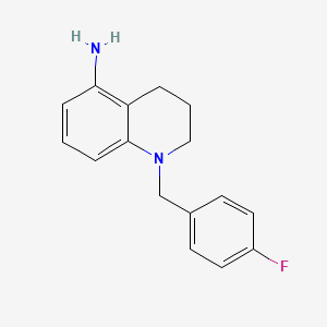 molecular formula C16H17FN2 B7559798 1-[(4-fluorophenyl)methyl]-3,4-dihydro-2H-quinolin-5-amine 