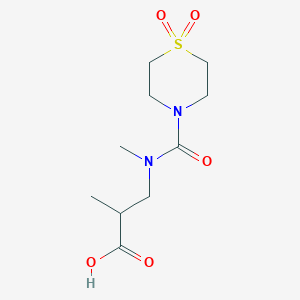 molecular formula C10H18N2O5S B7559832 3-[(1,1-Dioxo-1,4-thiazinane-4-carbonyl)-methylamino]-2-methylpropanoic acid 