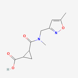 molecular formula C11H14N2O4 B7559847 2-[Methyl-[(5-methyl-1,2-oxazol-3-yl)methyl]carbamoyl]cyclopropane-1-carboxylic acid 