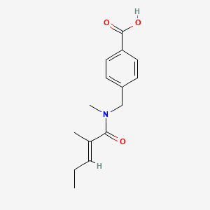 molecular formula C15H19NO3 B7559867 4-[[methyl-[(E)-2-methylpent-2-enoyl]amino]methyl]benzoic acid 