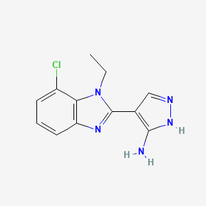 molecular formula C12H12ClN5 B7559898 4-(7-chloro-1-ethylbenzimidazol-2-yl)-1H-pyrazol-5-amine 