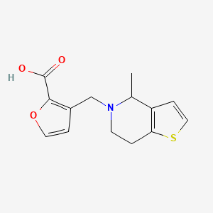 molecular formula C14H15NO3S B7559911 3-[(4-methyl-6,7-dihydro-4H-thieno[3,2-c]pyridin-5-yl)methyl]furan-2-carboxylic acid 