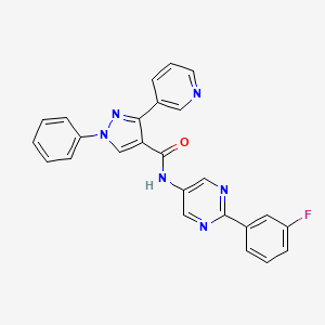 molecular formula C25H17FN6O B7560040 N-[2-(3-fluorophenyl)pyrimidin-5-yl]-1-phenyl-3-pyridin-3-ylpyrazole-4-carboxamide 