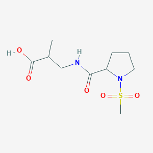 molecular formula C10H18N2O5S B7560131 2-Methyl-3-[(1-methylsulfonylpyrrolidine-2-carbonyl)amino]propanoic acid 