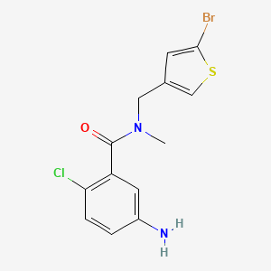 molecular formula C13H12BrClN2OS B7560140 5-amino-N-[(5-bromothiophen-3-yl)methyl]-2-chloro-N-methylbenzamide 