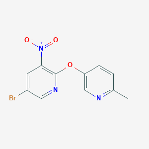 molecular formula C11H8BrN3O3 B7560147 5-Bromo-2-(6-methylpyridin-3-yl)oxy-3-nitropyridine 