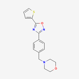 molecular formula C17H17N3O2S B7560168 4-{4-[5-(Thiophen-2-yl)-1,2,4-oxadiazol-3-yl]benzyl}morpholine 