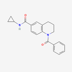 molecular formula C20H20N2O2 B7560180 1-benzoyl-N-cyclopropyl-1,2,3,4-tetrahydroquinoline-6-carboxamide 