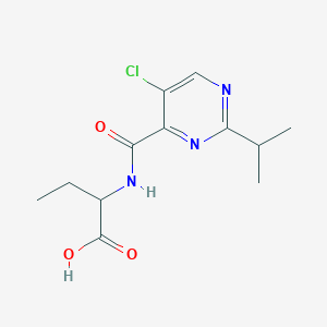 molecular formula C12H16ClN3O3 B7560192 2-[(5-Chloro-2-propan-2-ylpyrimidine-4-carbonyl)amino]butanoic acid 