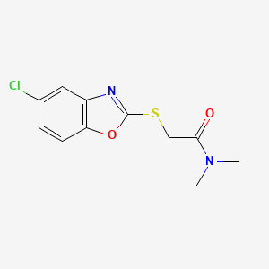 molecular formula C11H11ClN2O2S B7560264 Acetamide, 2-(5-chlorobenzoxazol-2-ylthio)-N,N-dimethyl- 