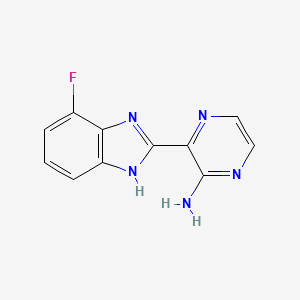 molecular formula C11H8FN5 B7560303 3-(4-fluoro-1H-benzimidazol-2-yl)pyrazin-2-amine 