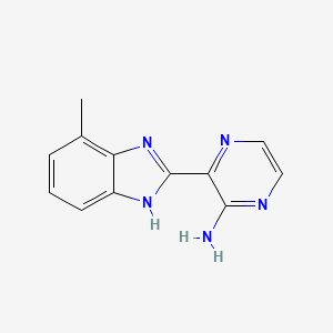 molecular formula C12H11N5 B7560305 3-(4-methyl-1H-benzimidazol-2-yl)pyrazin-2-amine 
