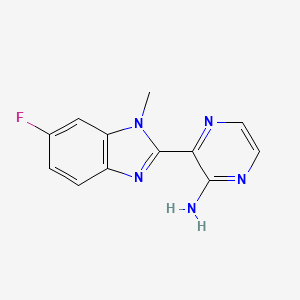 molecular formula C12H10FN5 B7560322 3-(6-Fluoro-1-methylbenzimidazol-2-yl)pyrazin-2-amine 