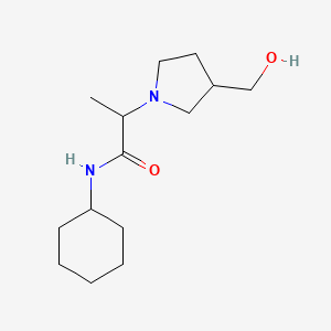 molecular formula C14H26N2O2 B7560351 N-cyclohexyl-2-[3-(hydroxymethyl)pyrrolidin-1-yl]propanamide 