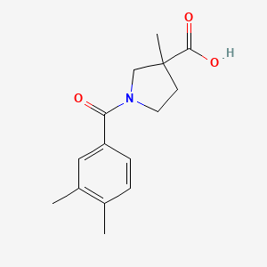 molecular formula C15H19NO3 B7560410 1-(3,4-Dimethylbenzoyl)-3-methylpyrrolidine-3-carboxylic acid 