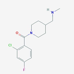 molecular formula C14H18ClFN2O B7560453 (2-Chloro-4-fluorophenyl)-[4-(methylaminomethyl)piperidin-1-yl]methanone 