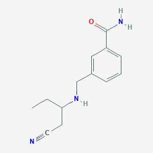 molecular formula C13H17N3O B7560460 3-[(1-Cyanobutan-2-ylamino)methyl]benzamide 