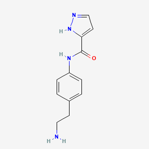 molecular formula C12H14N4O B7560513 N-[4-(2-aminoethyl)phenyl]-1H-pyrazole-5-carboxamide 