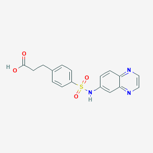 molecular formula C17H15N3O4S B7560552 3-[4-(Quinoxalin-6-ylsulfamoyl)phenyl]propanoic acid 