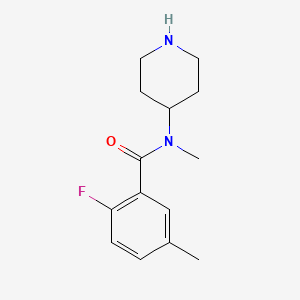 molecular formula C14H19FN2O B7560557 2-fluoro-N,5-dimethyl-N-piperidin-4-ylbenzamide 