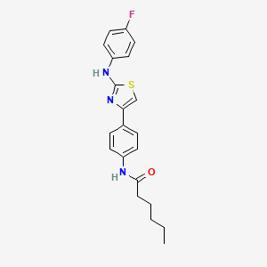 molecular formula C21H22FN3OS B7560581 N-[4-[2-(4-fluoroanilino)-1,3-thiazol-4-yl]phenyl]hexanamide 