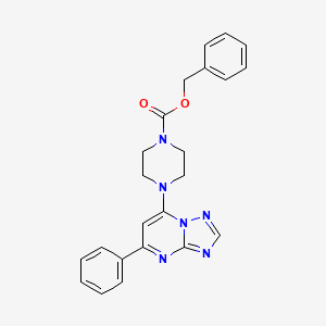 molecular formula C23H22N6O2 B7560600 benzyl 4-(5-phenyl[1,2,4]triazolo[1,5-a]pyrimidin-7-yl)tetrahydro-1(2H)-pyrazinecarboxylate 