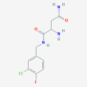 molecular formula C11H13ClFN3O2 B7560612 2-amino-N-[(3-chloro-4-fluorophenyl)methyl]butanediamide 