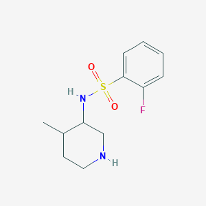 molecular formula C12H17FN2O2S B7560618 2-fluoro-N-(4-methylpiperidin-3-yl)benzenesulfonamide 