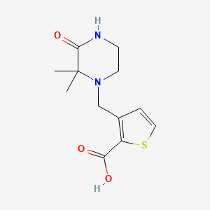 molecular formula C12H16N2O3S B7560669 3-[(2,2-Dimethyl-3-oxopiperazin-1-yl)methyl]thiophene-2-carboxylic acid 
