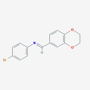 molecular formula C15H12BrNO2 B7560678 N-(4-bromophenyl)-1-(2,3-dihydro-1,4-benzodioxin-6-yl)methanimine 