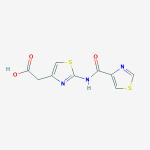 molecular formula C9H7N3O3S2 B7560777 2-[2-(1,3-Thiazole-4-carbonylamino)-1,3-thiazol-4-yl]acetic acid 