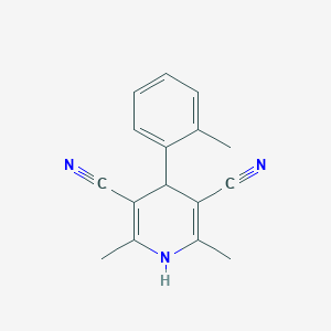 molecular formula C16H15N3 B7560802 2,6-Dimethyl-4-(2-methylphenyl)-1,4-dihydropyridine-3,5-dicarbonitrile 