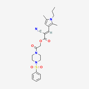 molecular formula C25H30N4O5S B7560813 [2-[4-(benzenesulfonyl)piperazin-1-yl]-2-oxoethyl] (E)-2-cyano-3-(2,5-dimethyl-1-propylpyrrol-3-yl)prop-2-enoate 