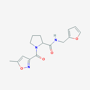 molecular formula C15H17N3O4 B7560835 N-(furan-2-ylmethyl)-1-(5-methyl-1,2-oxazole-3-carbonyl)pyrrolidine-2-carboxamide 