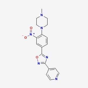molecular formula C18H18N6O3 B7560842 1-Methyl-4-[2-nitro-4-(3-pyridin-4-yl-1,2,4-oxadiazol-5-yl)phenyl]piperazine 