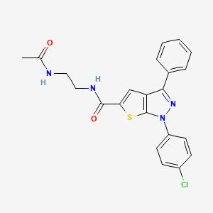 N-(2-acetamidoethyl)-1-(4-chlorophenyl)-3-phenylthieno[2,3-c]pyrazole-5-carboxamide
