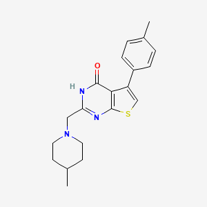 molecular formula C20H23N3OS B7560856 5-(4-methylphenyl)-2-[(4-methylpiperidino)methyl]thieno[2,3-d]pyrimidin-4(3H)-one 