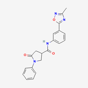 molecular formula C20H18N4O3 B7560867 N-[3-(3-methyl-1,2,4-oxadiazol-5-yl)phenyl]-5-oxo-1-phenylpyrrolidine-3-carboxamide 